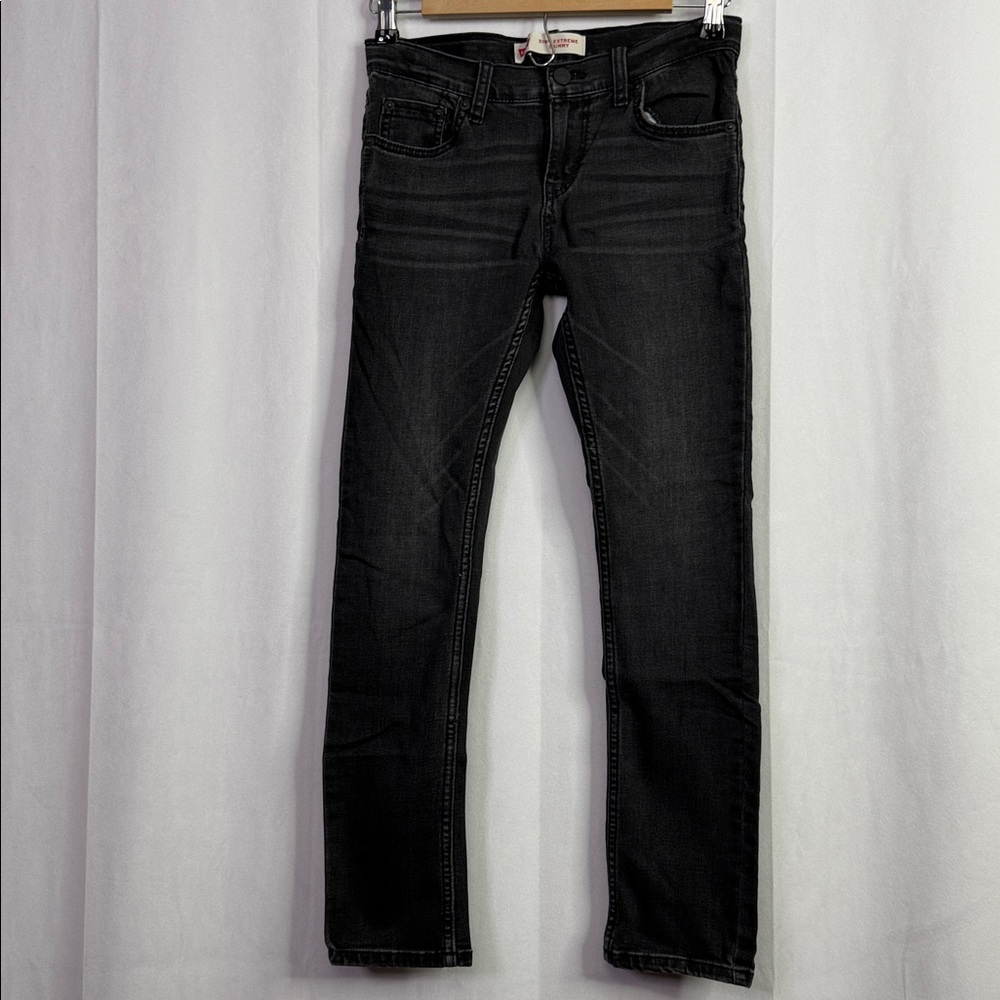 Levi's 519 Extreme Skinny Stretch Black Adjustable Waist 12 Reg Jeans